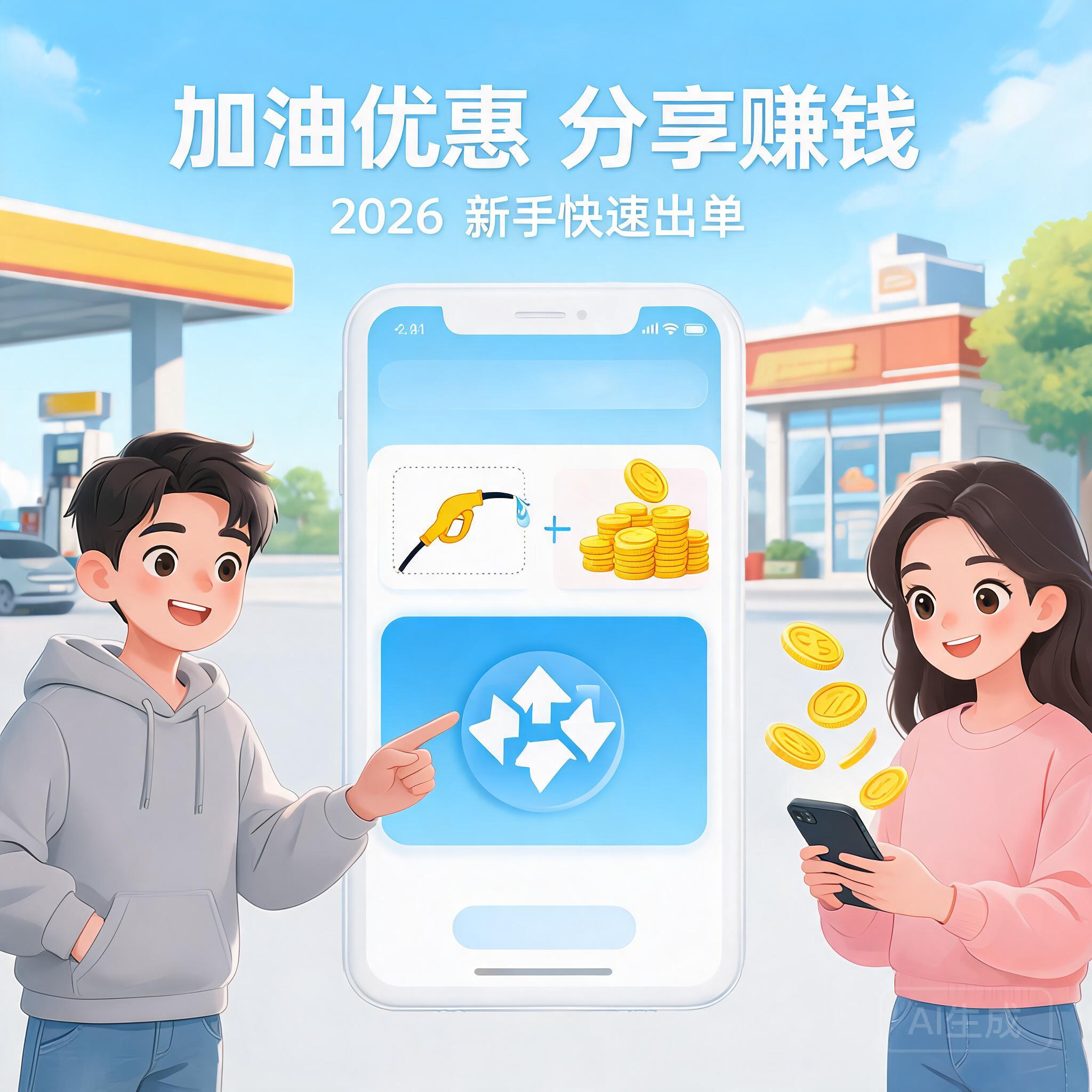 2026加油优惠分享赚钱怎么做？零基础新手快速出单技巧