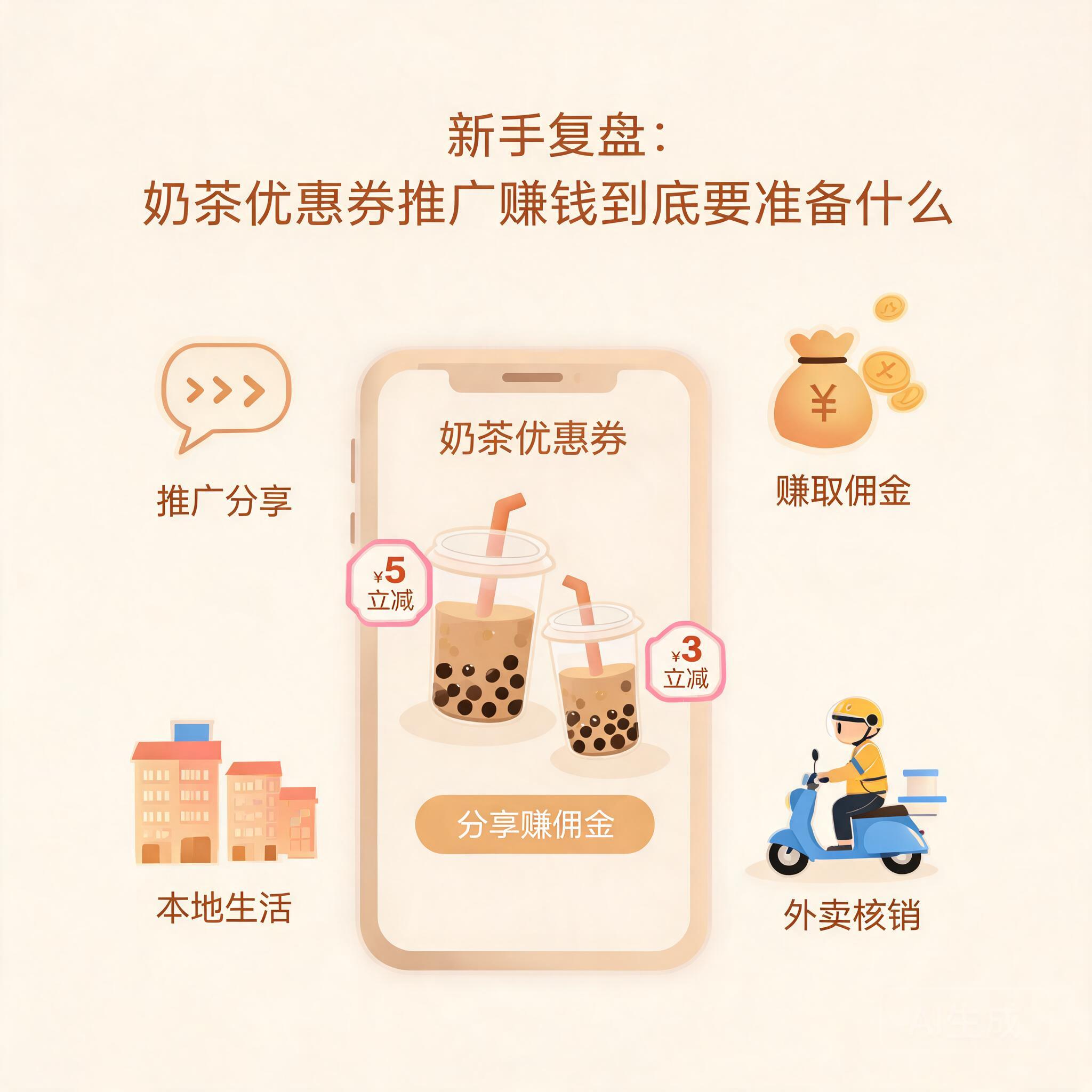 真实流程：奶茶优惠券推广赚钱从选平台到结算