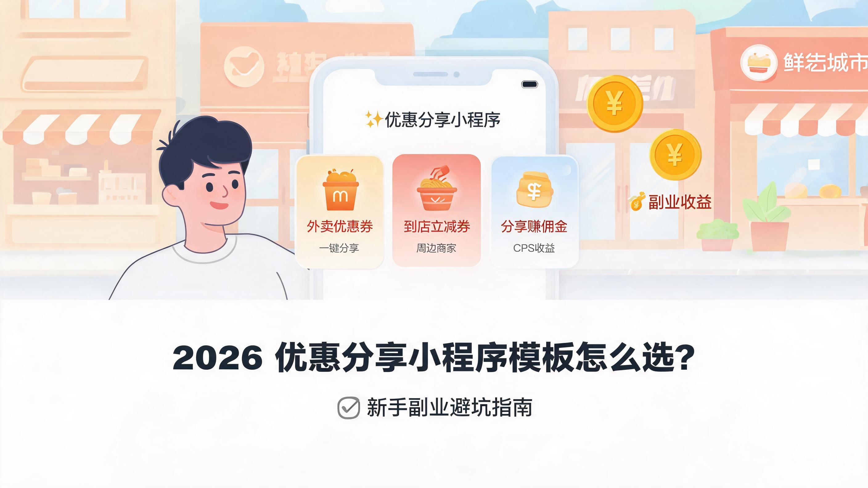 2026优惠分享小程序模板怎么选？新手副业避坑指南