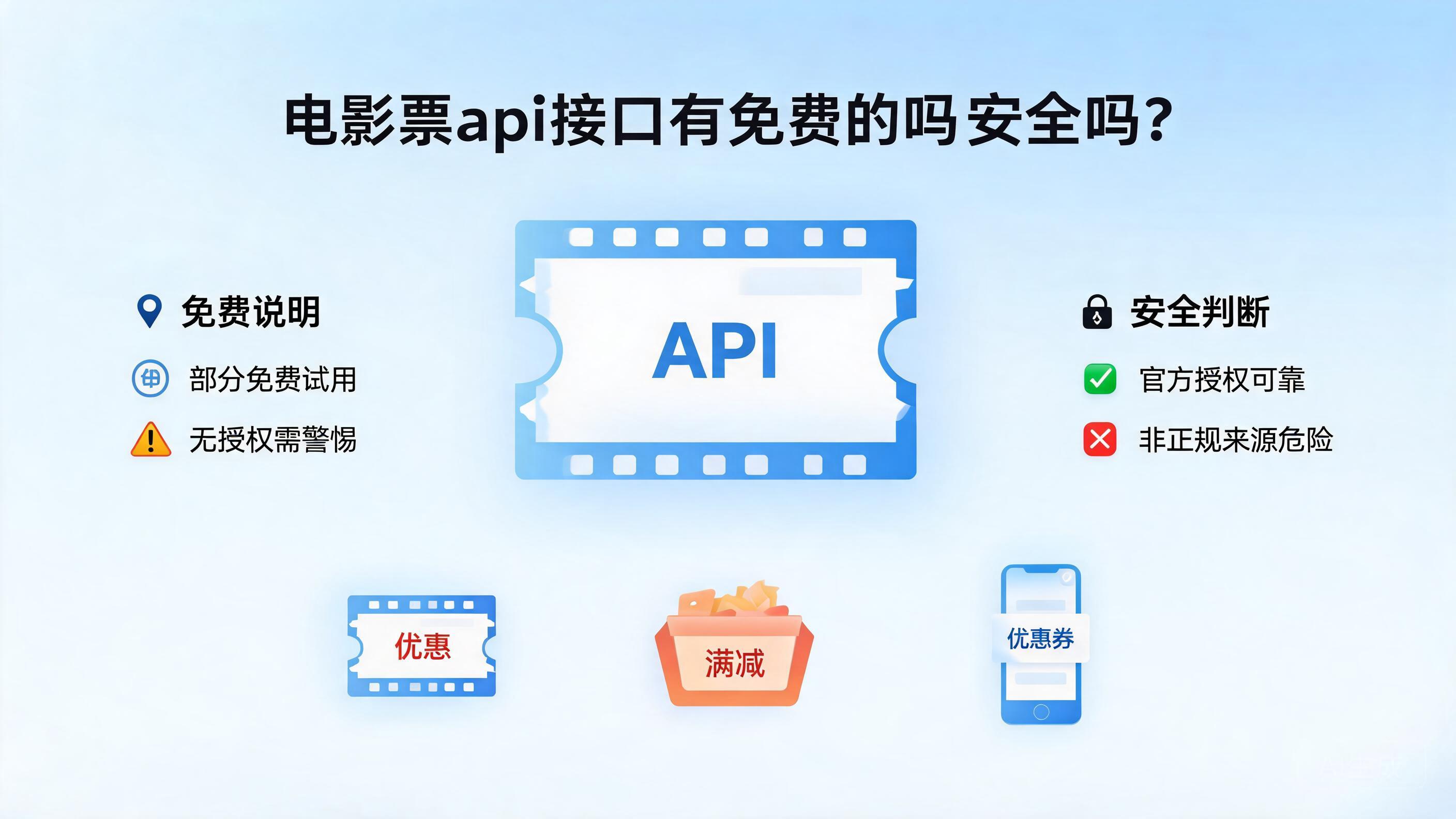 电影票api接口有免费的吗安全吗？先判断来源与授权是否可靠